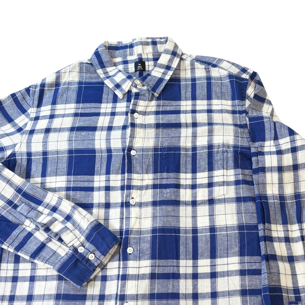 Osklen Fibras Nobres linen blend Button up shirt men's small blue plaid